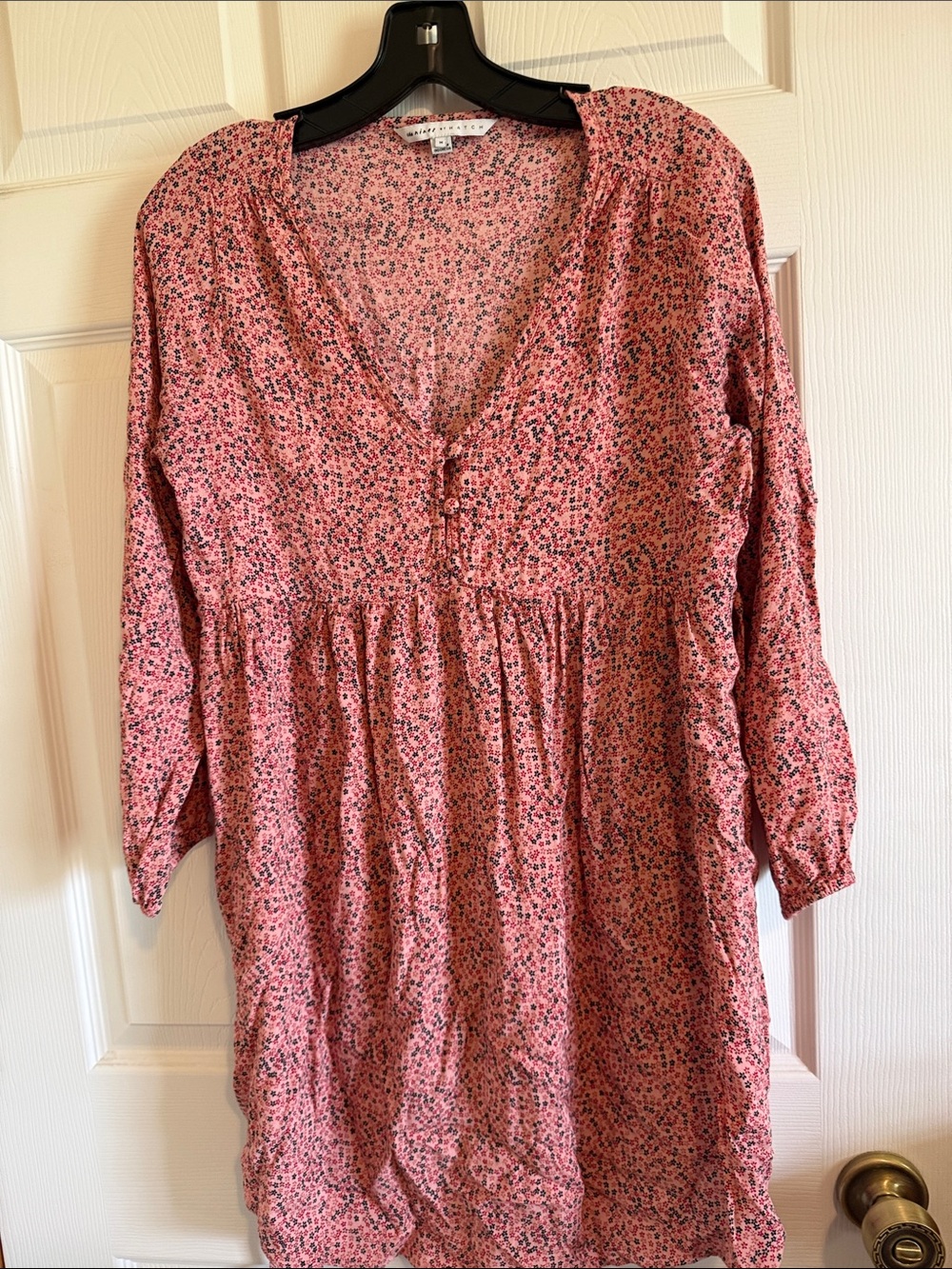 Pink Floral V-Neck Maternity Dress